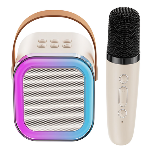 Alto-falante Bluetooth Karaoke com Microfone, Luzes LED e Diversão para Toda a Família