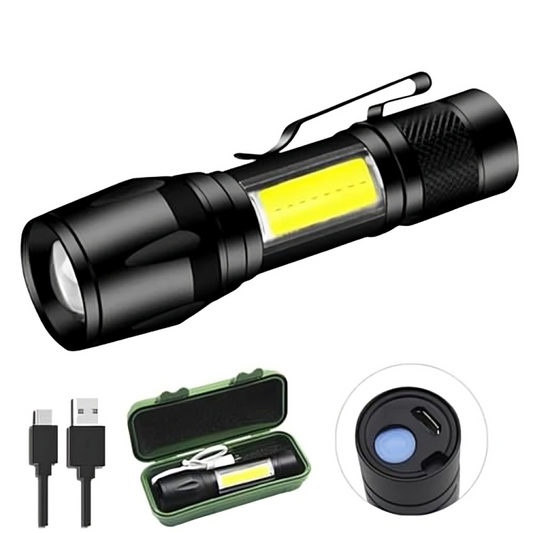 Mini Lanterna Tatica Led Alumínio Super Forte Recarregavel Usb