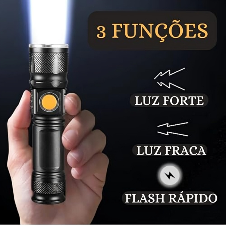 Mini Lanterna Tática Militar Longo Alcance T6 LED Recarregável USB Luz Branco DT-62