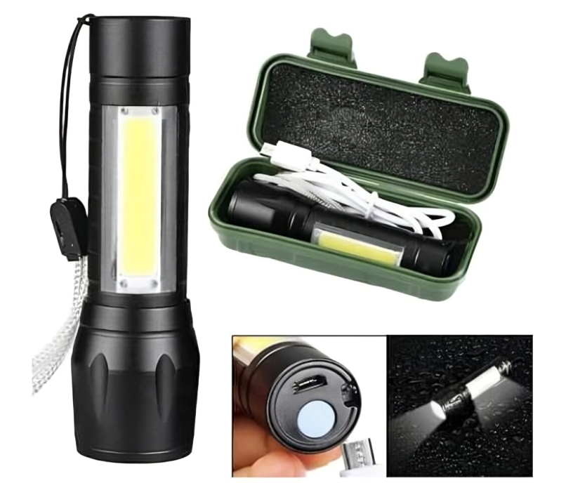 Mini Lanterna Tatica Led Alumínio Super Forte Recarregavel Usb